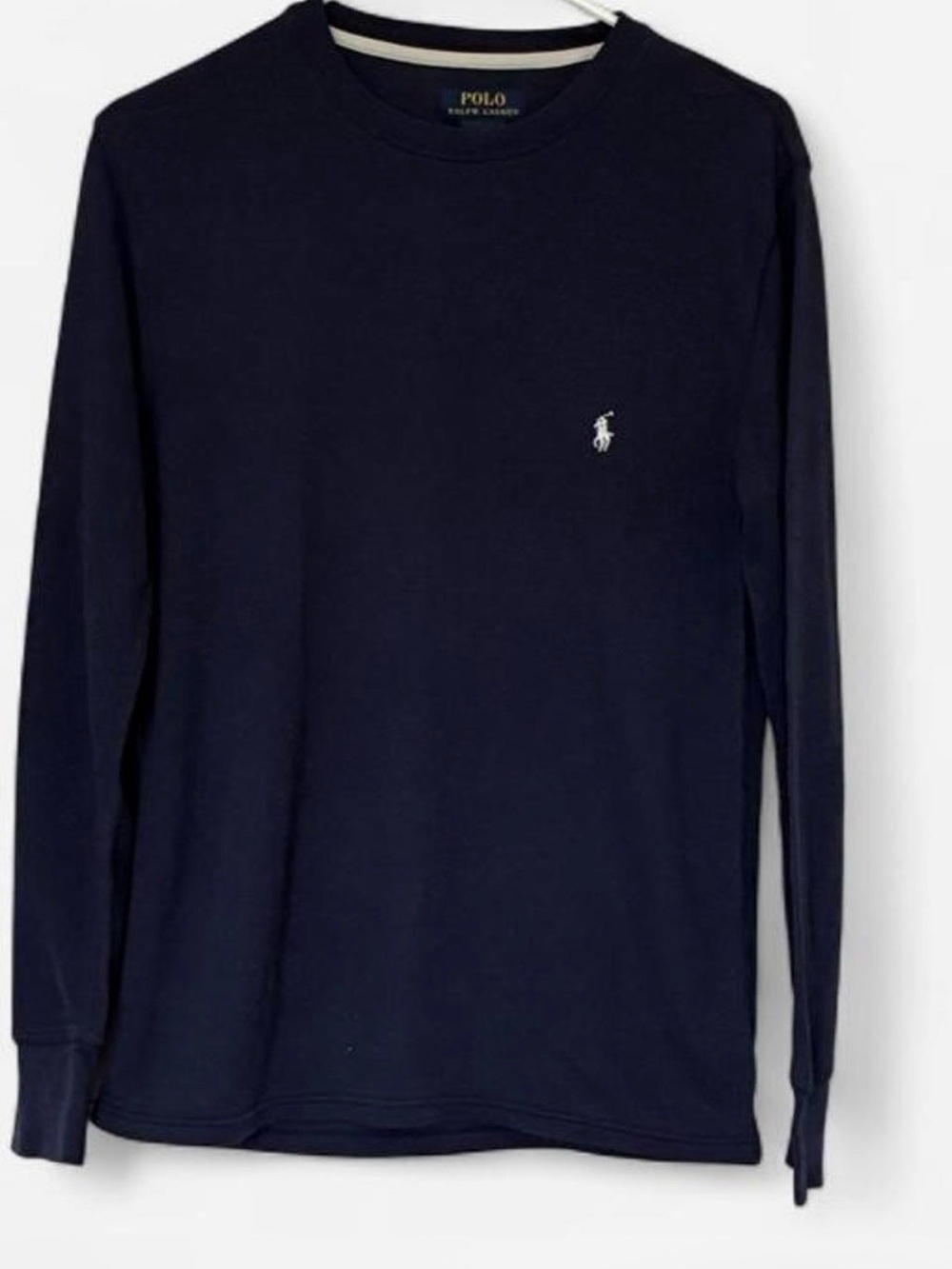 Polo by Ralph Lauren Men’s Navy Long-Sleeve Waffle Knit Crewneck size M